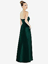 Alt View 3 Thumbnail - Evergreen Strapless Satin Gown with Draped Front Slit and Pockets