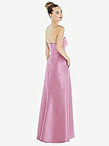 Alt View 3 Thumbnail - Powder Pink Strapless Satin Gown with Draped Front Slit and Pockets
