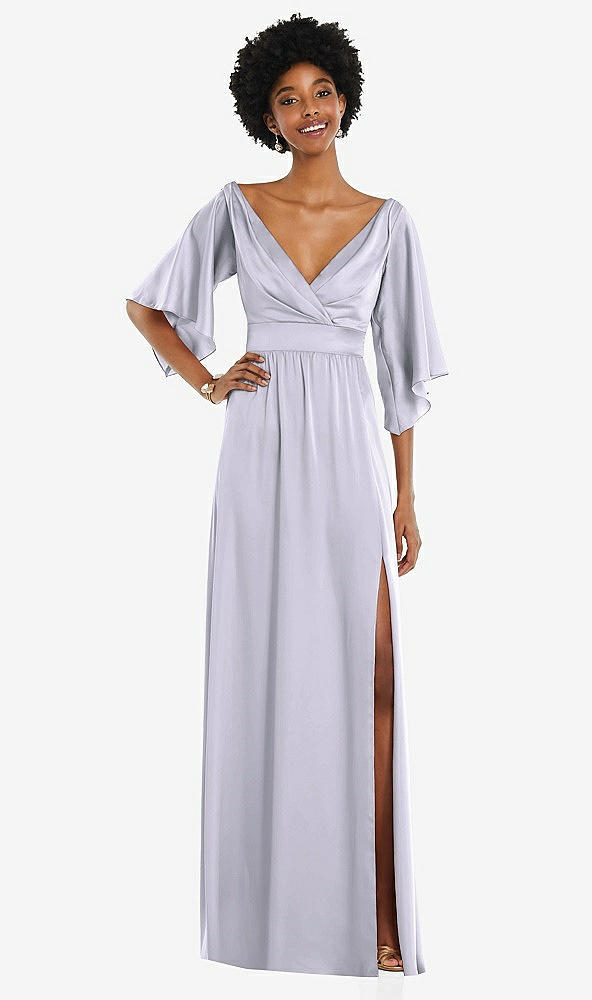 Front View - Silver Dove Asymmetric Bell Sleeve Wrap Maxi Dress with Front Slit