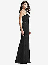 Side View Thumbnail - Black Sweetheart Strapless Sequin Lace Trumpet Gown