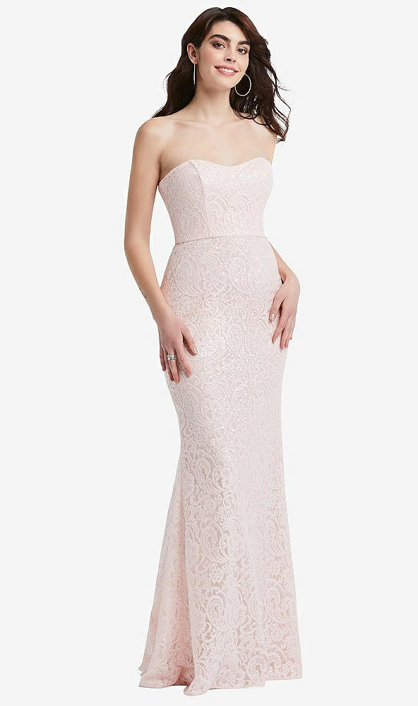 Front View - Ivory Sweetheart Strapless Sequin Lace Trumpet Gown