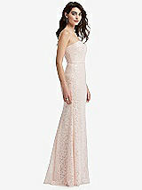 Side View Thumbnail - Ivory Sweetheart Strapless Sequin Lace Trumpet Gown