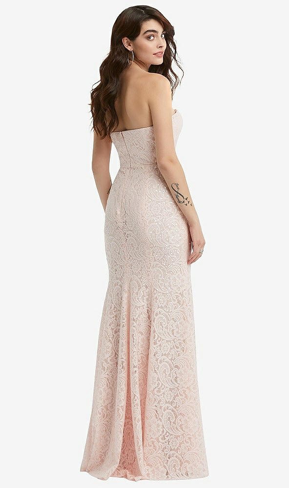 Back View - Ivory Sweetheart Strapless Sequin Lace Trumpet Gown