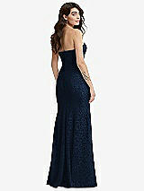 Rear View Thumbnail - Midnight Navy Sweetheart Strapless Sequin Lace Trumpet Gown