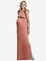 Front View Thumbnail - Desert Rose Flat Tie-Shoulder Empire Waist Maternity Dress