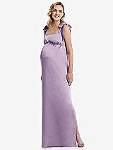 Front View Thumbnail - Pale Purple Flat Tie-Shoulder Empire Waist Maternity Dress