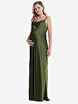 Front View Thumbnail - Olive Green Cowl-Neck Tie-Strap Maternity Slip Dress