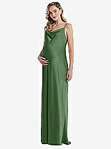 Front View Thumbnail - Vineyard Green Cowl-Neck Tie-Strap Maternity Slip Dress