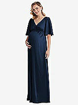 Front View Thumbnail - Midnight Navy Flutter Bell Sleeve Empire Maternity Dress