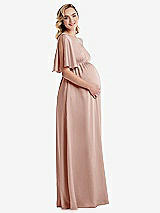 Side View Thumbnail - Toasted Sugar One-Shoulder Flutter Sleeve Maternity Dress