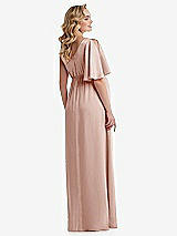 Rear View Thumbnail - Toasted Sugar One-Shoulder Flutter Sleeve Maternity Dress