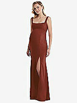 Front View Thumbnail - Auburn Moon Wide Strap Square Neck Maternity Trumpet Gown