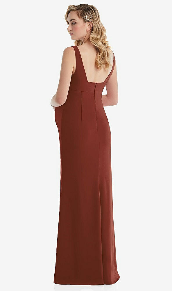 Back View - Auburn Moon Wide Strap Square Neck Maternity Trumpet Gown