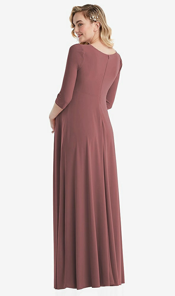 Back View - English Rose 3/4 Sleeve Wrap Bodice Maternity Dress