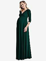 Side View Thumbnail - Evergreen 3/4 Sleeve Wrap Bodice Maternity Dress