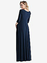 Rear View Thumbnail - Midnight Navy 3/4 Sleeve Wrap Bodice Maternity Dress