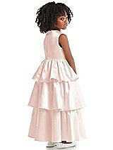 Rear View Thumbnail - Blush Jewel Neck Tiered Skirt Satin Flower Girl Dress