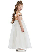 Side View Thumbnail - Copper Rose Puff Sleeve Sequin and Tulle Flower Girl Dress