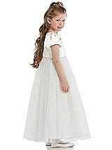 Side View Thumbnail - Ivory Puff Sleeve Sequin and Tulle Flower Girl Dress