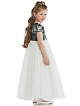 Side View Thumbnail - Stardust Puff Sleeve Sequin and Tulle Flower Girl Dress