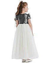 Rear View Thumbnail - Stardust Puff Sleeve Sequin and Tulle Flower Girl Dress