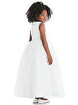 Rear View Thumbnail - Ivory Peter Pan Collar Satin and Tulle Flower Girl Dress