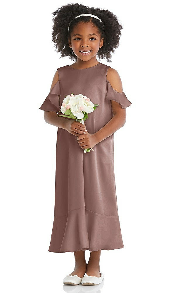 Front View - Sienna Ruffled Cold Shoulder Flower Girl Dress