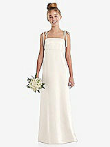 Front View Thumbnail - Ivory Tie Shoulder Empire Waist Junior Bridesmaid Dress
