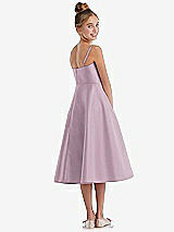 Rear View Thumbnail - Suede Rose Adjustable Spaghetti Strap Satin Midi Junior Bridesmaid Dress