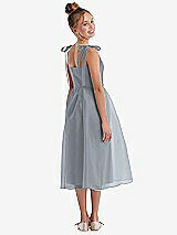 Rear View Thumbnail - Platinum Tie Shoulder Pleated Full Skirt Junior Bridesmaid Dress