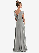 Rear View Thumbnail - Chelsea Gray Cascading Ruffle Full Skirt Chiffon Junior Bridesmaid Dress