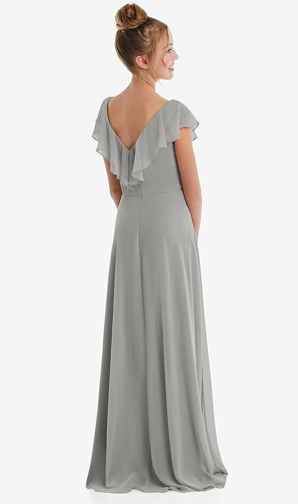 Back View - Chelsea Gray Cascading Ruffle Full Skirt Chiffon Junior Bridesmaid Dress