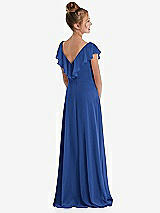 Rear View Thumbnail - Classic Blue Cascading Ruffle Full Skirt Chiffon Junior Bridesmaid Dress