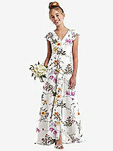 Front View Thumbnail - Butterfly Botanica Ivory Cascading Ruffle Full Skirt Chiffon Junior Bridesmaid Dress