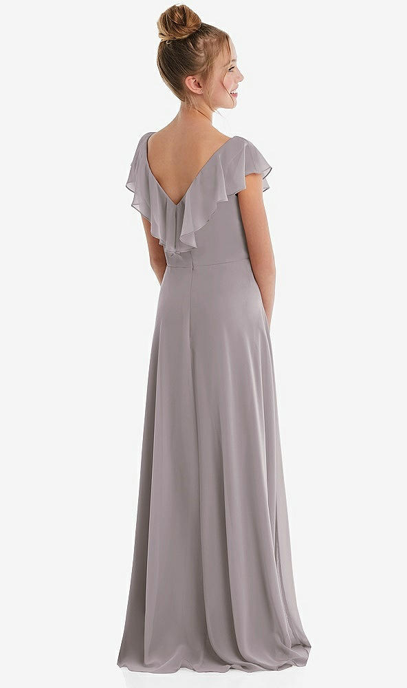 Back View - Cashmere Gray Cascading Ruffle Full Skirt Chiffon Junior Bridesmaid Dress
