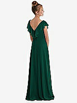 Rear View Thumbnail - Hunter Green Cascading Ruffle Full Skirt Chiffon Junior Bridesmaid Dress