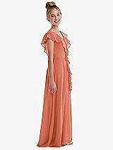 Side View Thumbnail - Terracotta Copper Cascading Ruffle Full Skirt Chiffon Junior Bridesmaid Dress