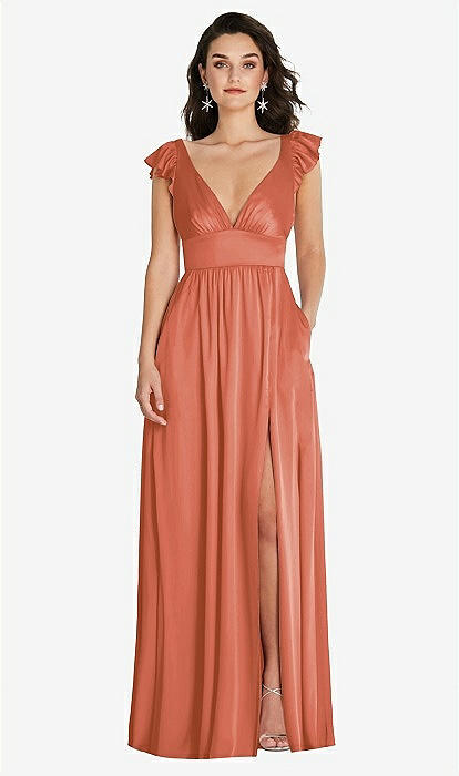 Deep Coral Bridesmaids Dress