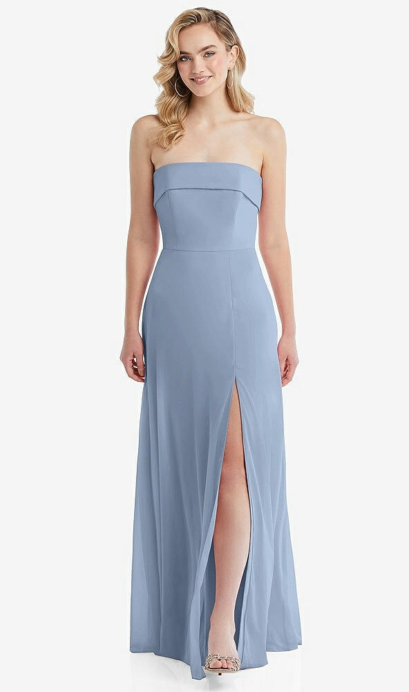 Front View - Cloudy Cuffed Strapless Maxi Dress with Front Slit