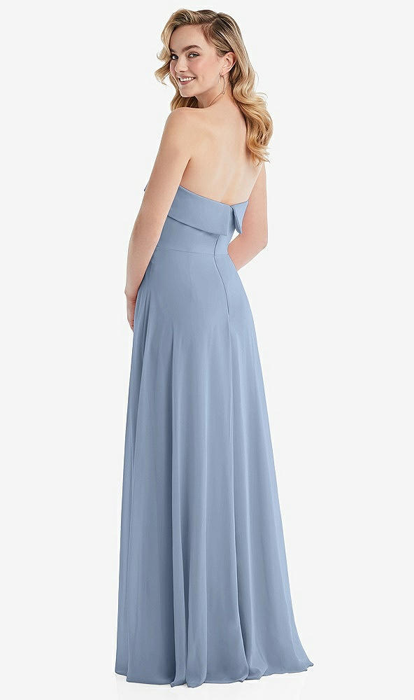 Back View - Cloudy Cuffed Strapless Maxi Dress with Front Slit
