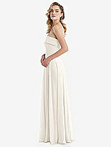Side View Thumbnail - Ivory Cuffed Strapless Maxi Dress with Front Slit