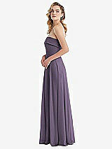 Side View Thumbnail - Lavender Cuffed Strapless Maxi Dress with Front Slit
