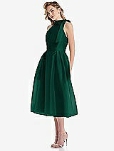 Side View Thumbnail - Hunter Green Scarf-Tie High-Neck Halter Organdy Midi Dress