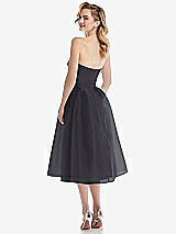 Rear View Thumbnail - Onyx Strapless Pleated Skirt Organdy Midi Dress
