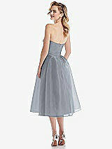Rear View Thumbnail - Platinum Strapless Pleated Skirt Organdy Midi Dress