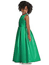 Side View Thumbnail - Pantone Emerald Sleeveless Pleated Skirt Satin Flower Girl Dress