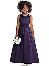 Front View Thumbnail - Concord Sleeveless Pleated Skirt Satin Flower Girl Dress
