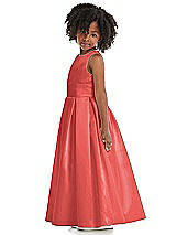 Side View Thumbnail - Perfect Coral Sleeveless Pleated Skirt Satin Flower Girl Dress