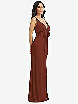 Side View Thumbnail - Auburn Moon Skinny Strap Plunge Neckline Maxi Dress with Bow Detail