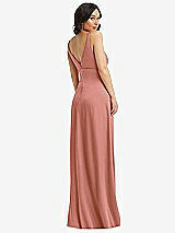 Rear View Thumbnail - Desert Rose Skinny Strap Plunge Neckline Maxi Dress with Bow Detail